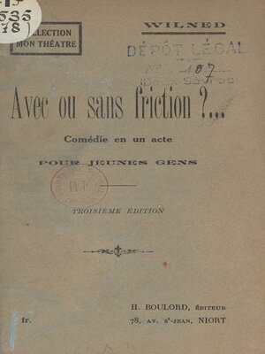 cover image of Avec ou sans friction ?...